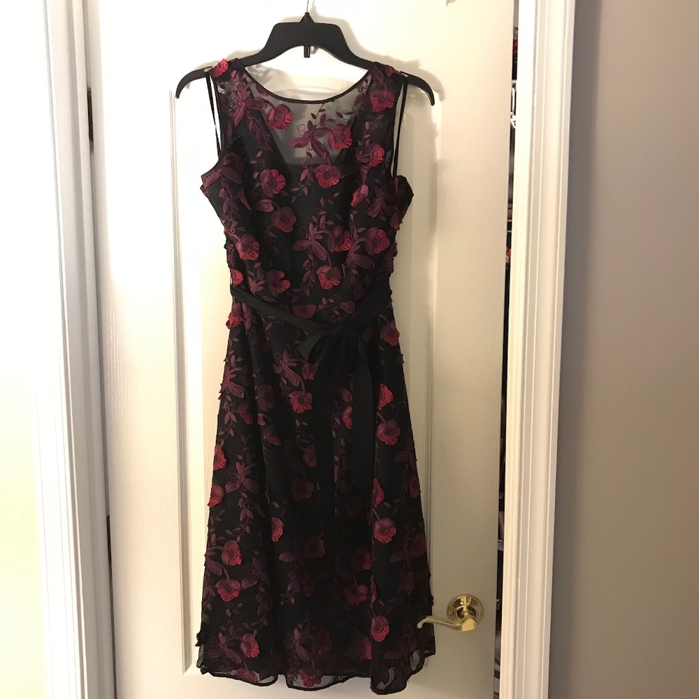 WHBM Embroidered Black Dress